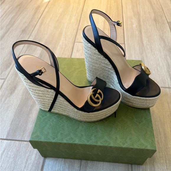 Gucci black leather platform espadrilles - Picture 3 of 6